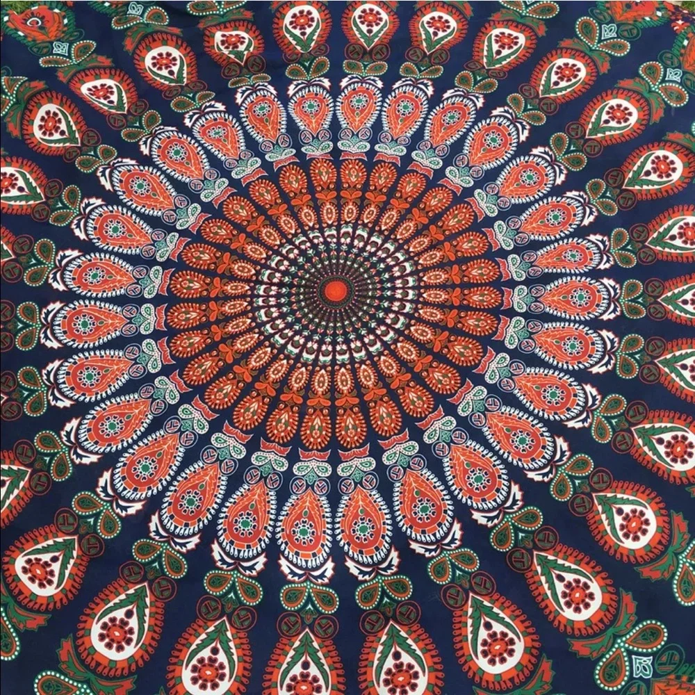Orange peacock boho yoga mat Tapestry - Picture 3 of 3